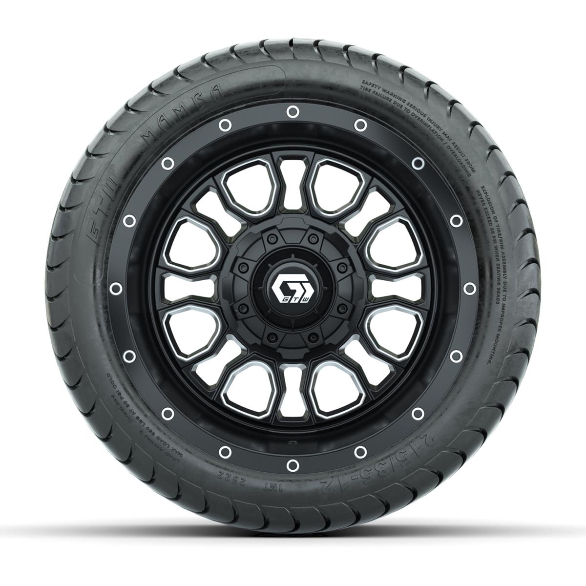 Set of (4) 12 in GTW® Volt Machined & Black Wheels with 215/35-12 Mamba Street Tires