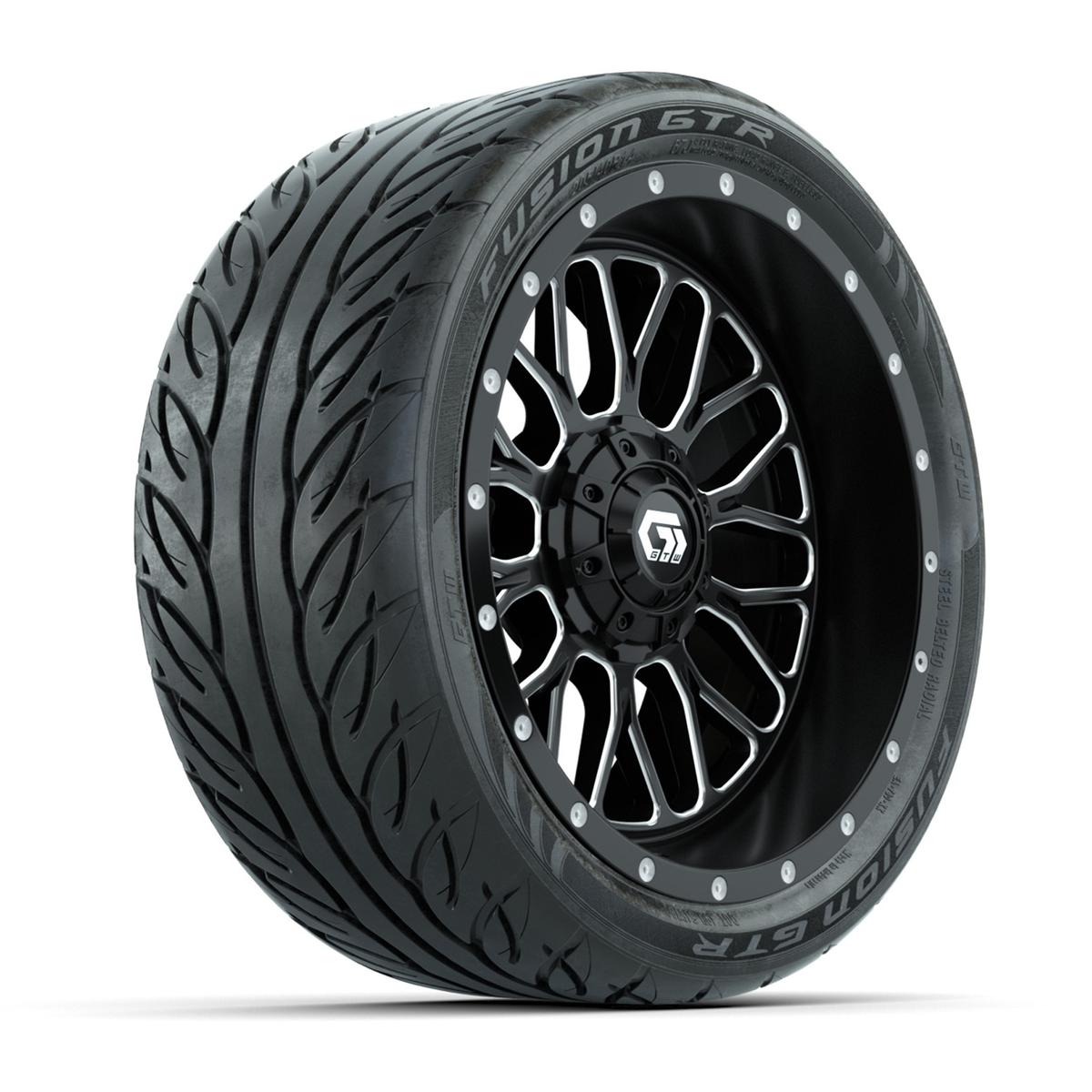 Set of (4) 14 in GTW® Helix Machined & Black Wheels with 205/40-R14 Fusion GTR Street Tires