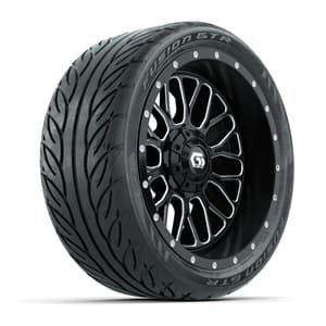 Set of (4) 14 in GTW® Helix Machined & Black Wheels with 205/40-R14 Fusion GTR Street Tires