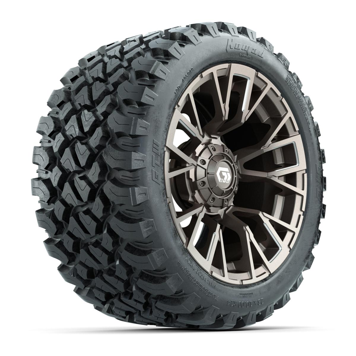 GTW&reg; Vandal Bronze/Machined 14 in Wheels with 23X10-R14 Nomad Steel Belt Radial All-Terrain Tires – Full Set