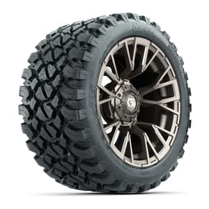 GTW&reg; Vandal Bronze/Machined 14 in Wheels with 23X10-R14 Nomad Steel Belt Radial All-Terrain Tires – Full Set