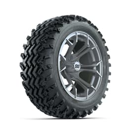 GTW&reg; Spyder Silver Brush 14 in Wheels with 23X10.00-14 Rogue All-Terrain Tires – Full Set
