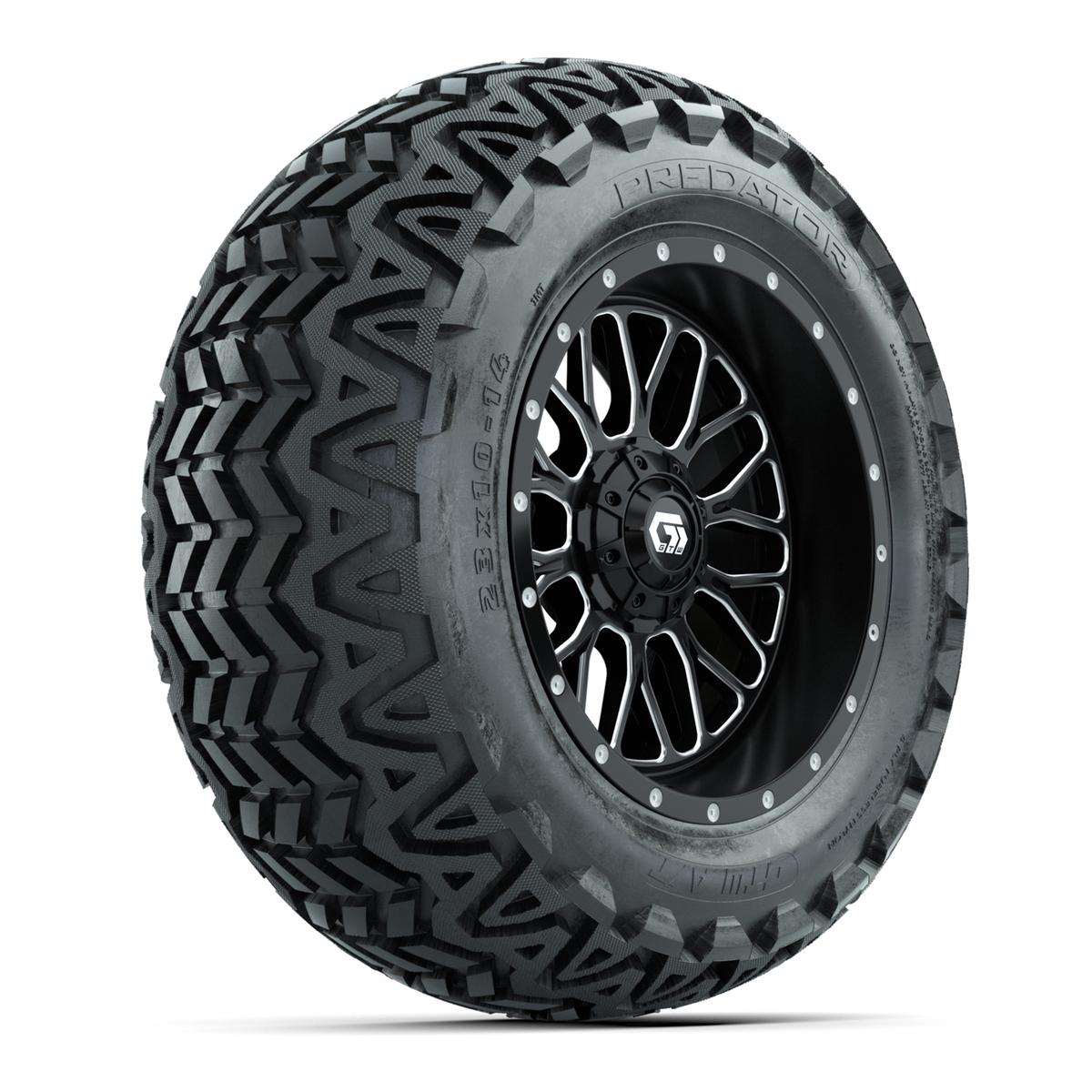 Set of (4) 14 in GTW® Helix Machined & Black Wheels with 23x10-14 Predator All-Terrain Tires
