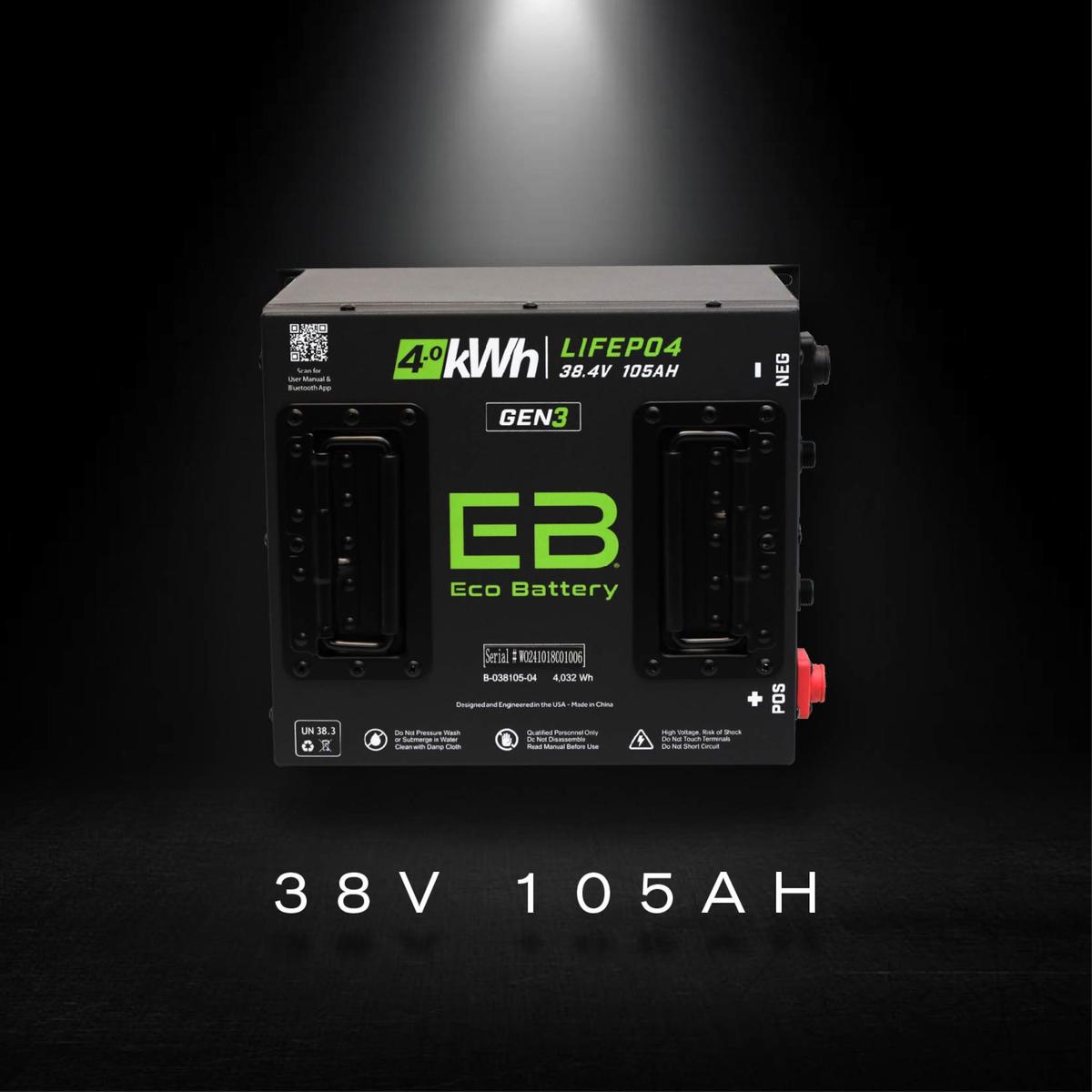 Club Car DS (36V) Eco Lithium 38V 105Ah GEN3 Battery Bundle - Cube