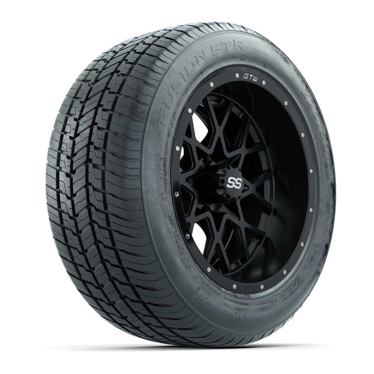 GTW&reg; Vortex Matte Black 14 in Wheels with 255/50-R14 Fusion STR DOT Approved Street Tires - Full Set
