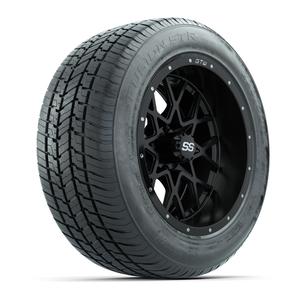 GTW&reg; Vortex Matte Black 14 in Wheels with 255/50-R14 Fusion STR DOT Approved Street Tires - Full Set