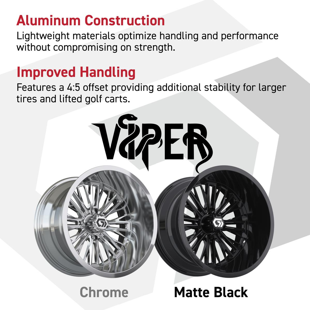 GTW&reg; Viper Chrome 14 in Wheels with 23X10-14 Predator All-Terrain Tires - Full Set