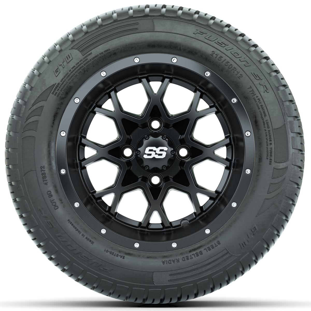 Set of (4) 12 in GTW Vortex Wheels with 215/50-R12 Fusion S/R Street Tires