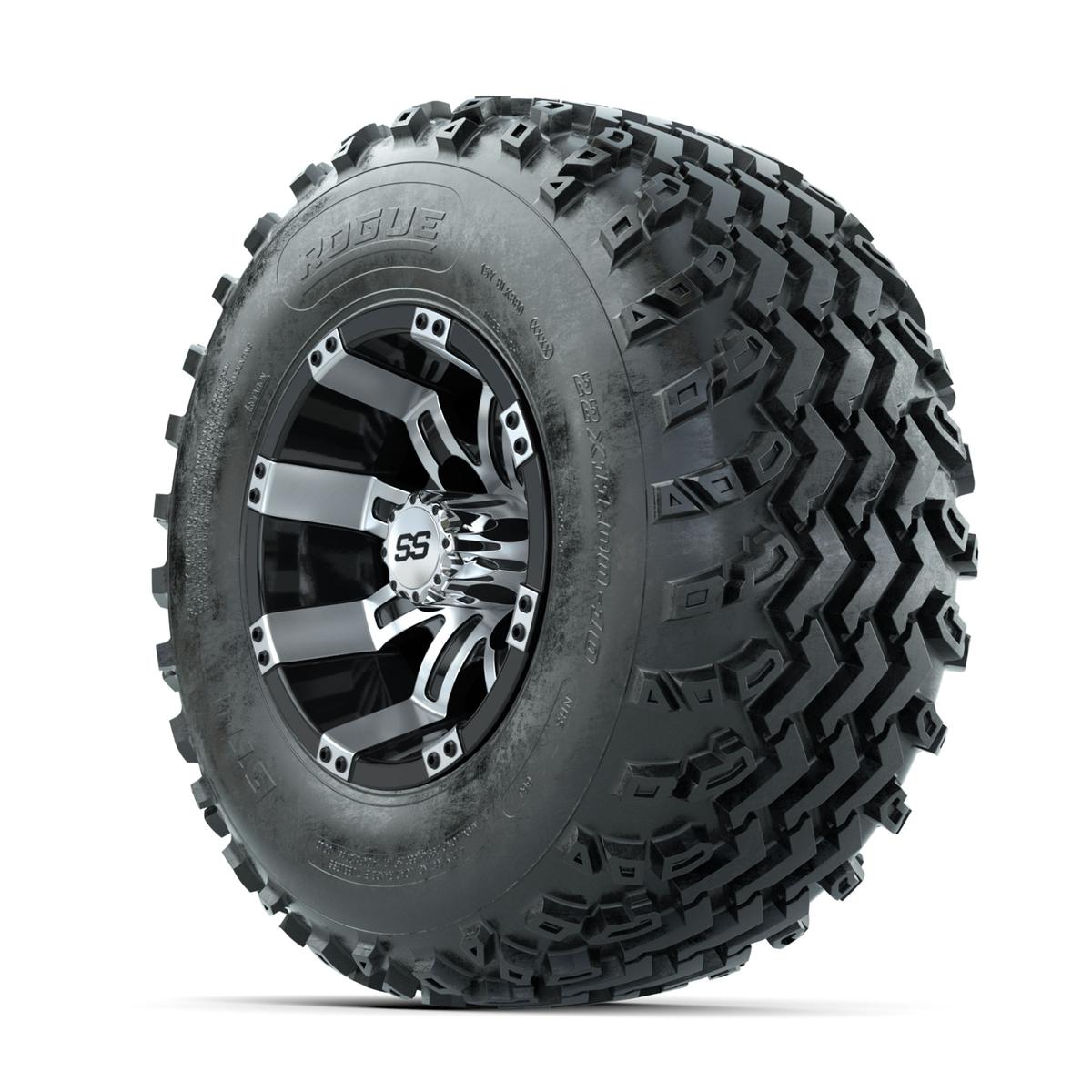 GTW Tempest Machined/Black 10 in Wheels with 22x11.00-10 Rogue All Terrain Tires – Full Set