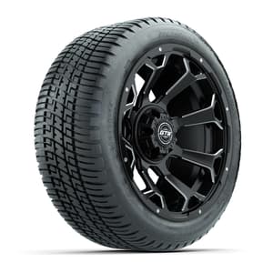GTW&reg; Raven Matte Black/Ball Milled 14 in Wheels with 205/30-R14 Fusion Street Tires – Full Set