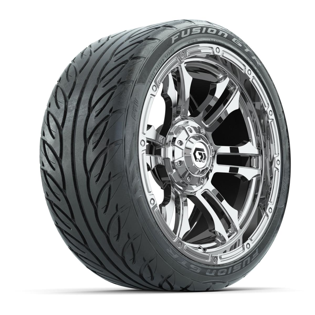 GTW® Shogun Chrome 15 in Wheels with 215/40-R15 Fusion GTR Steel Belted Street Tires – Full Set