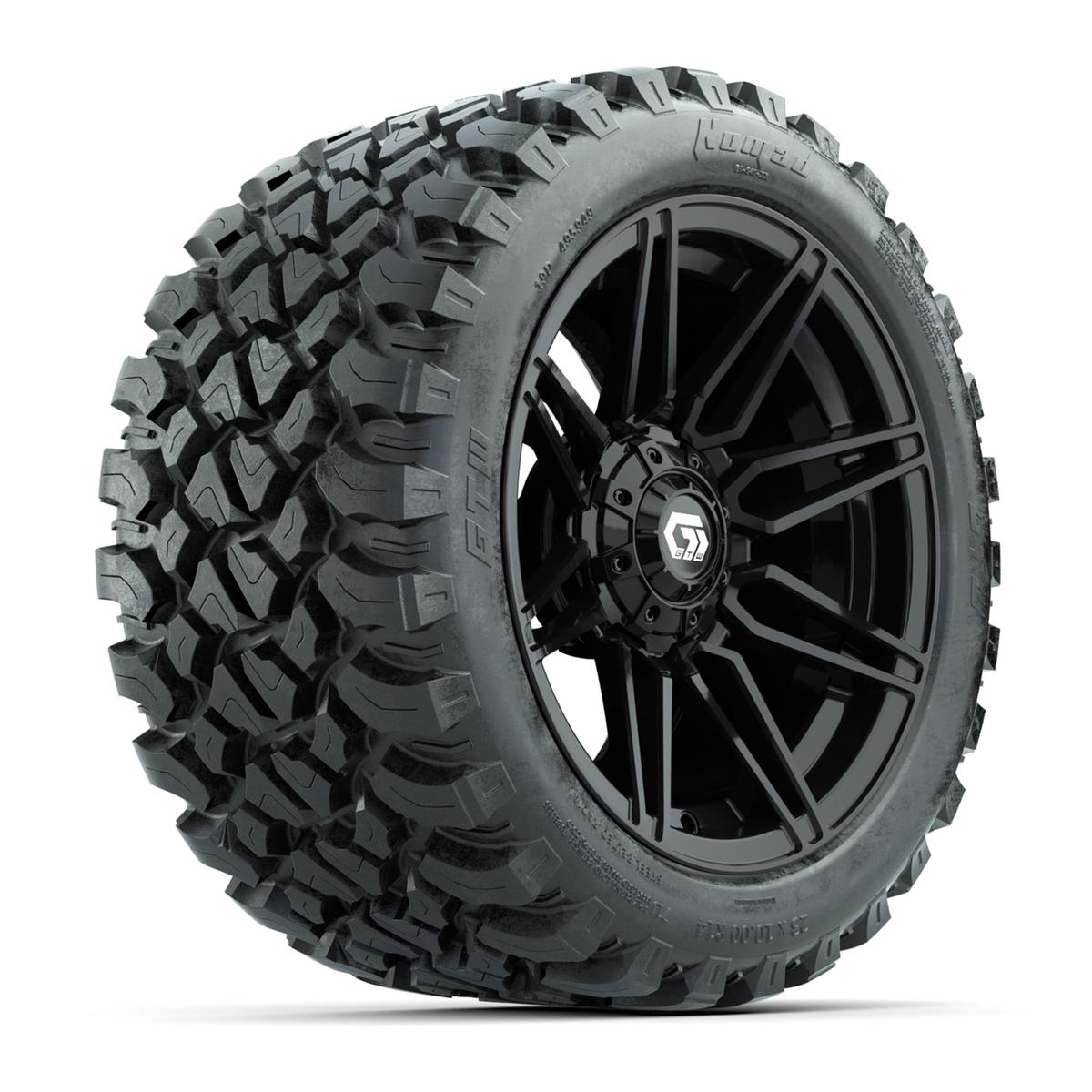 GTW&reg; Stealth Black/Machined 14 in Wheels with 23X10-R14 Nomad Steel Belt Radial All-Terrain Tires – Full Set