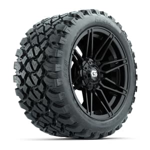 GTW&reg; Stealth Black/Machined 14 in Wheels with 23X10-R14 Nomad Steel Belt Radial All-Terrain Tires – Full Set