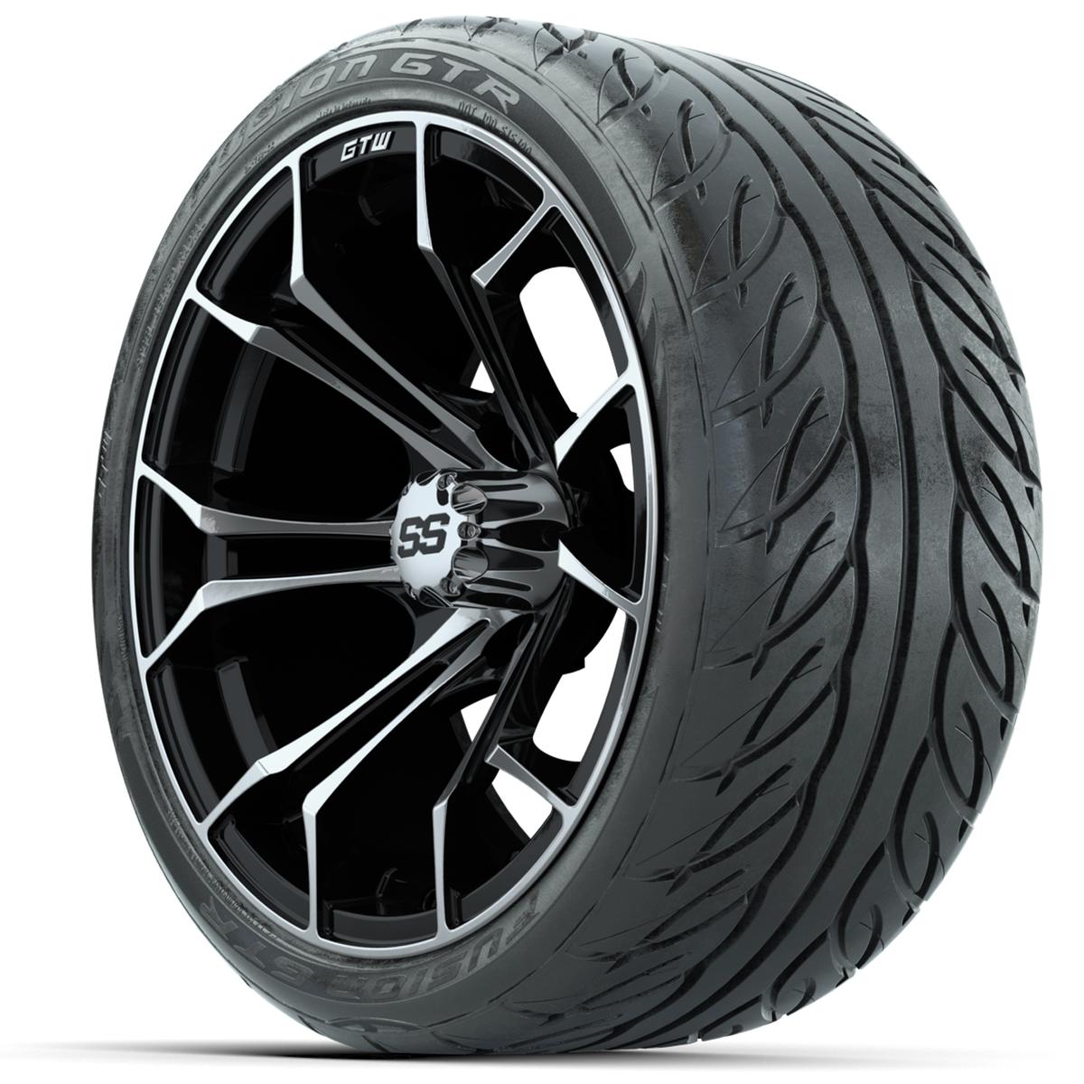 GTW Spyder Machined/Black 15 in Wheels with 215/40-R15 Fusion GTR Street Tires – Full Set