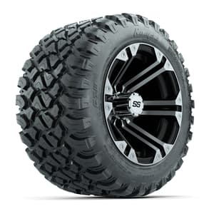 GTW&reg; Specter Black/Machined 12 in Wheels with 22X11-R12 Nomad Steel Belt Radial All-Terrain Tires – Full Set