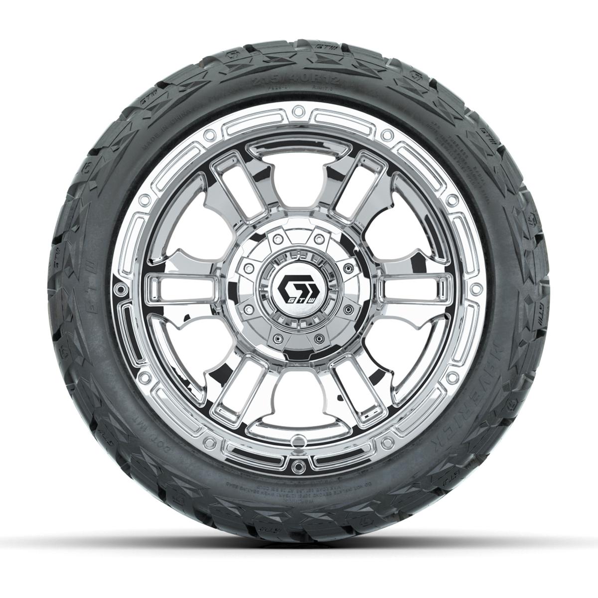 GTW Shogun Chrome 12 in Wheels with 215/40-R12 Maverick Low-Profile All-Terrain Tires – Full Set