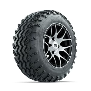 GTW Pursuit Machined/Black 12 in Wheels with 22x11.00-12 Rogue All Terrain Tires – Full Set