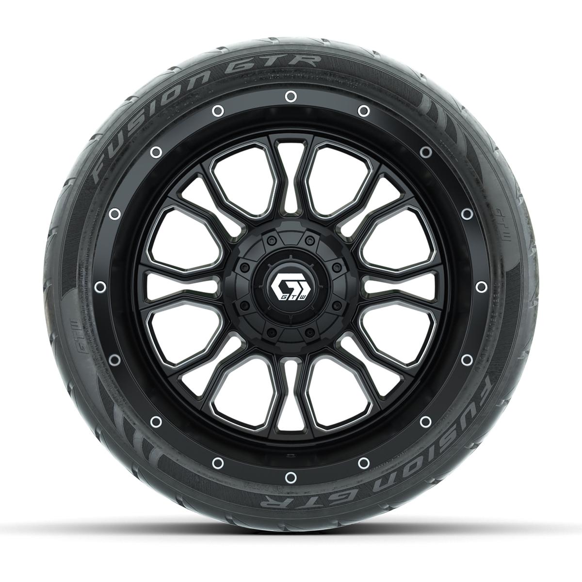 Set of (4) 14 in GTW® Volt Machined & Black Wheels with 205/40-R14 Fusion GTR Street Tires