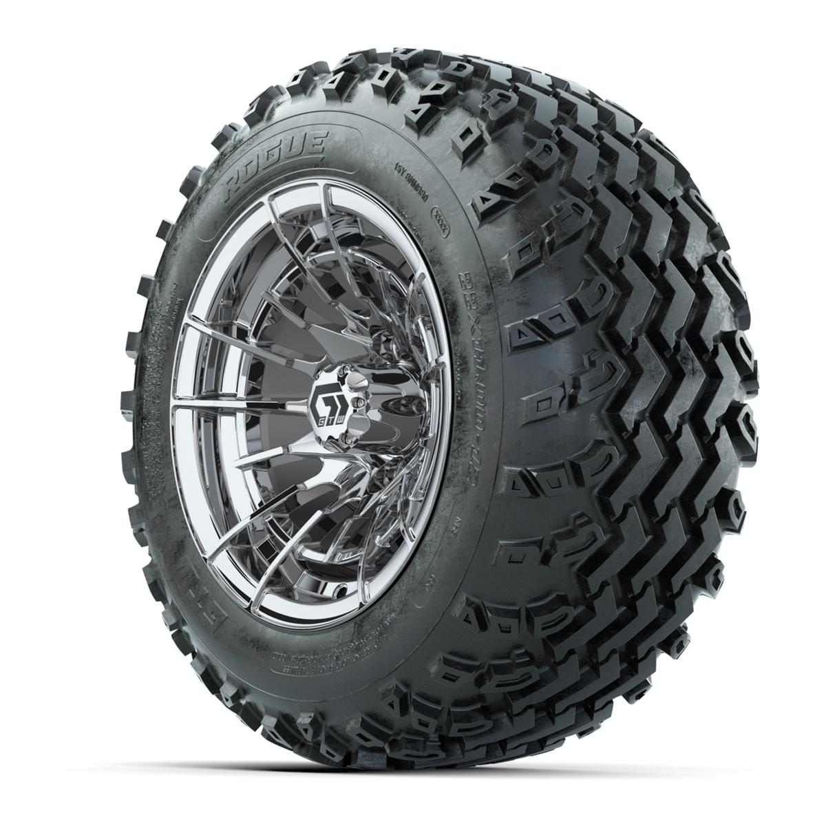 GTW® Boost Chrome 12 in Wheels with 22x11.00-12 Rogue All-Terrain Tires – Full Set