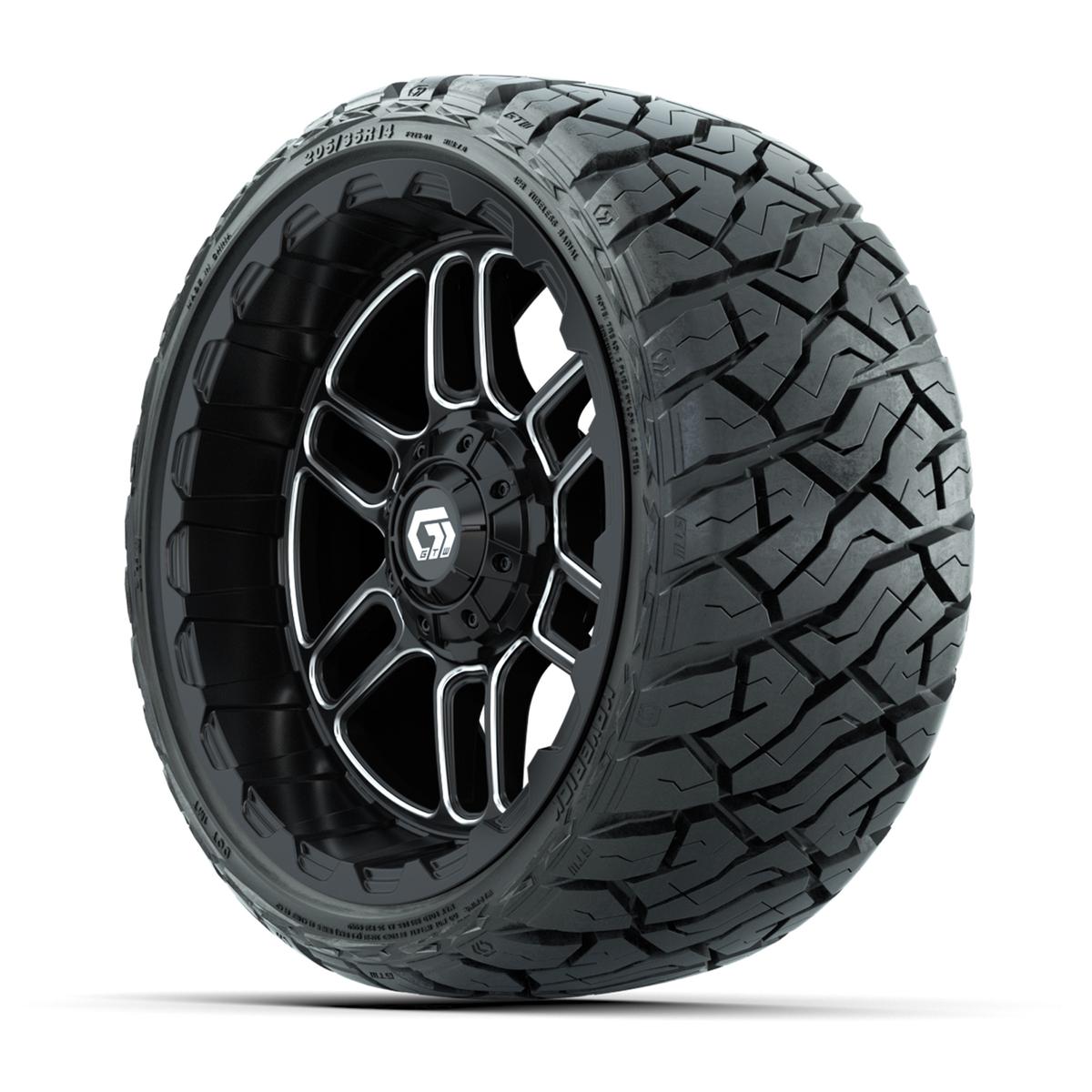 GTW Titan Black/Machined 14 in Wheels with 205/35-R14 Maverick Low-Profile All-Terrain Tires – Full Set