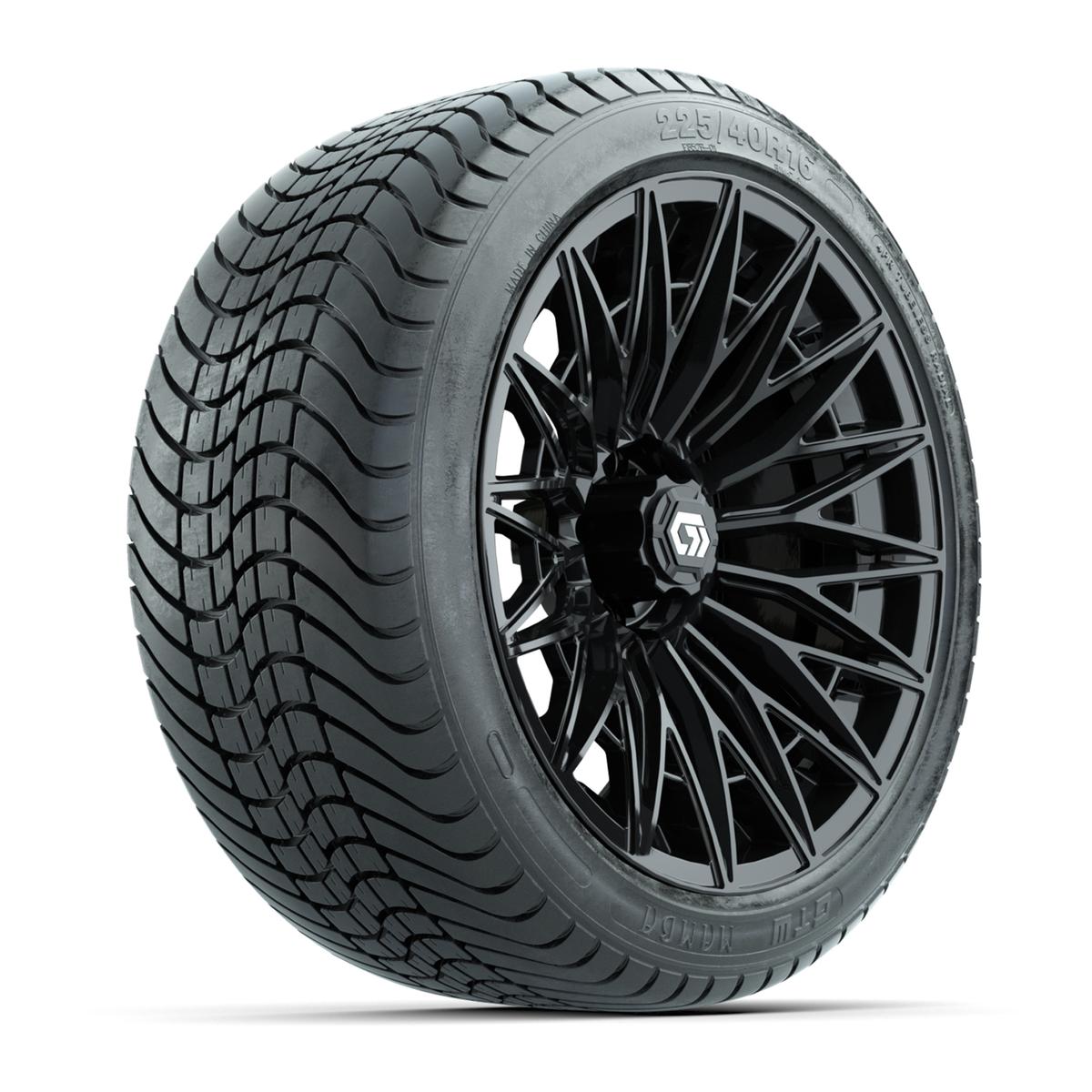 GTW&reg; Blur Gloss Black 16 in Wheels with 225/40-R16 Mamba Street Tires - Full Set