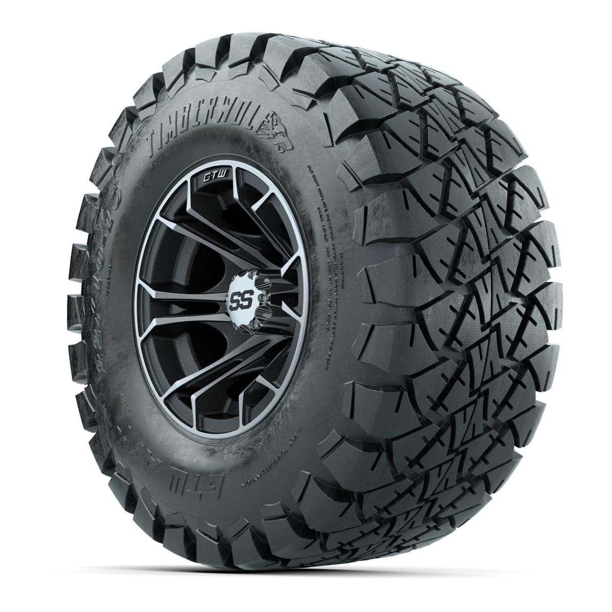 GTW Spyder Machined/Matte Grey 10 in Wheels with 22x10-10 Timberwolf All Terrain Tires – Full Set