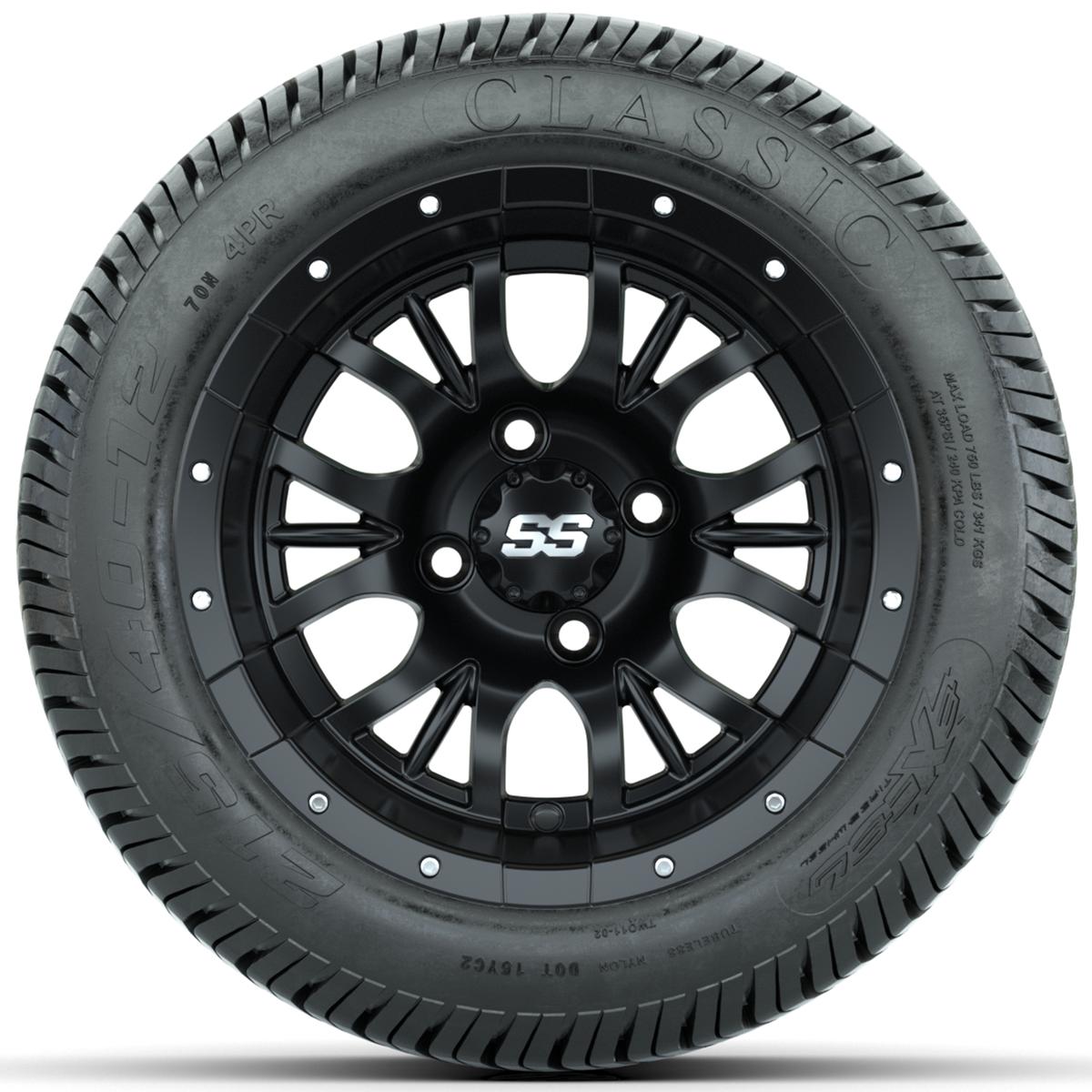 Set of (4) 12 in GTW Diesel Wheels with 215/40-12 Excel Classic Street Tires