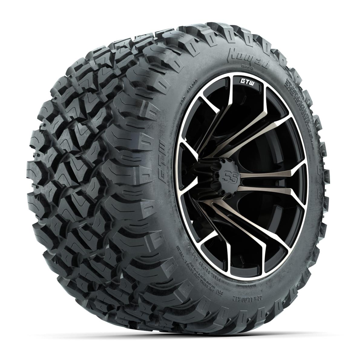 GTW&reg; Spyder Matte Black/Bronze 12 in Wheels with 22X11-R12 Nomad Steel Belt Radial All-Terrain Tires – Full Set