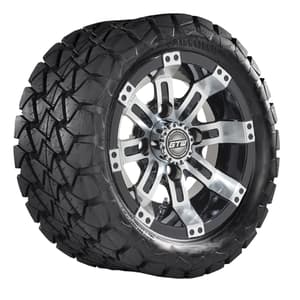 GTW Tempest Black and Machined Wheels with 22in Timberwolf Mud Tires - 10 Inch