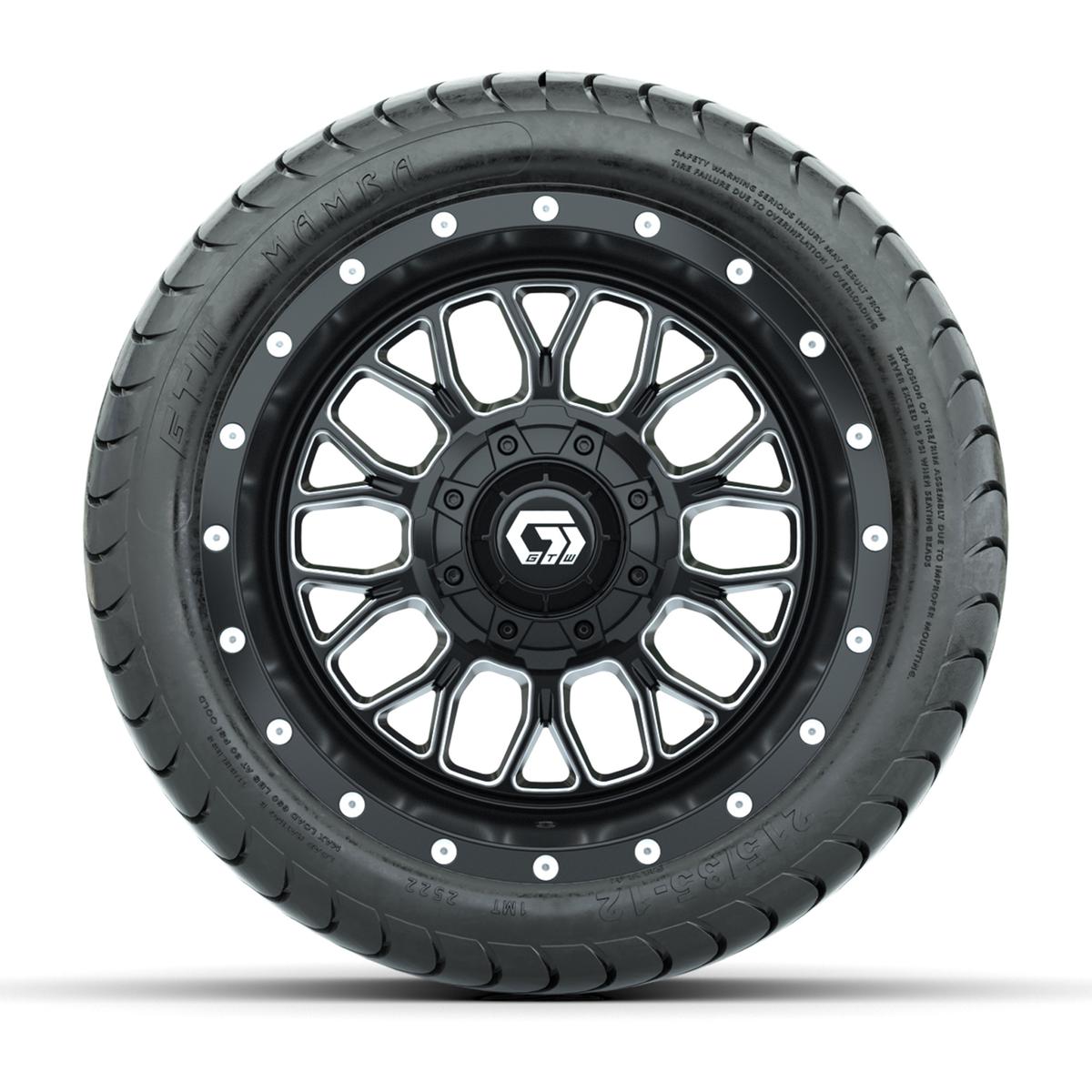 Set of (4) 12 in GTW® Helix Machined & Black Wheels with 215/35-12 Mamba Street Tires