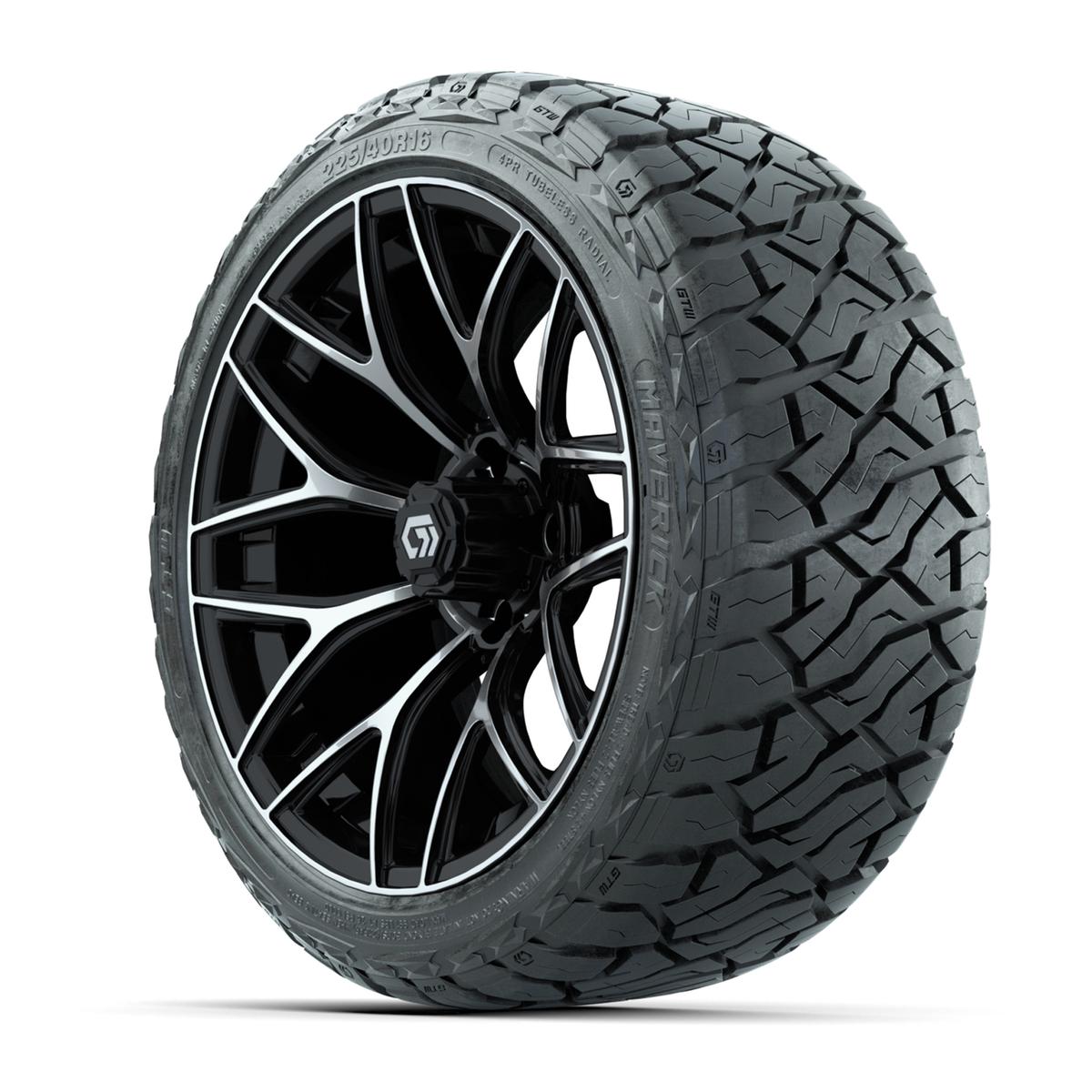 GTW&reg; Monaco Black/Machined 16 in Wheels with 225/40-R16 Maverick Hybrid Tires - Full Set
