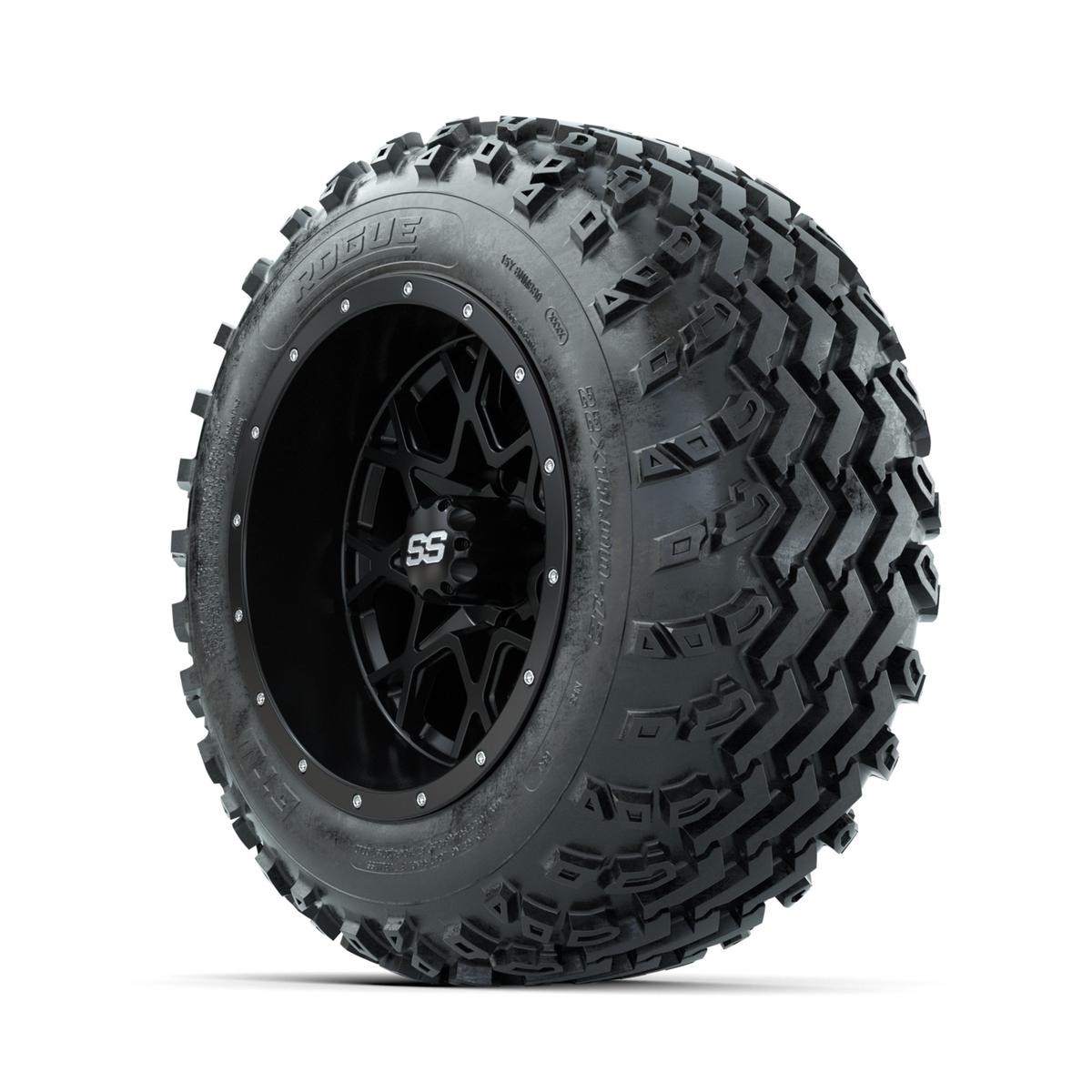 GTW Vortex Matte Black 12 in Wheels with 22x11.00-12 Rogue All Terrain Tires – Full Set