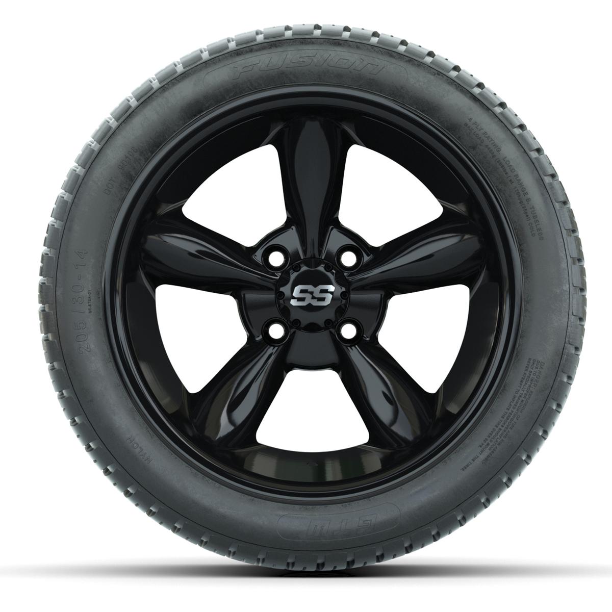 Set of (4) 14 in GTW Godfather Wheels with 205/30-14 Fusion Street Tires