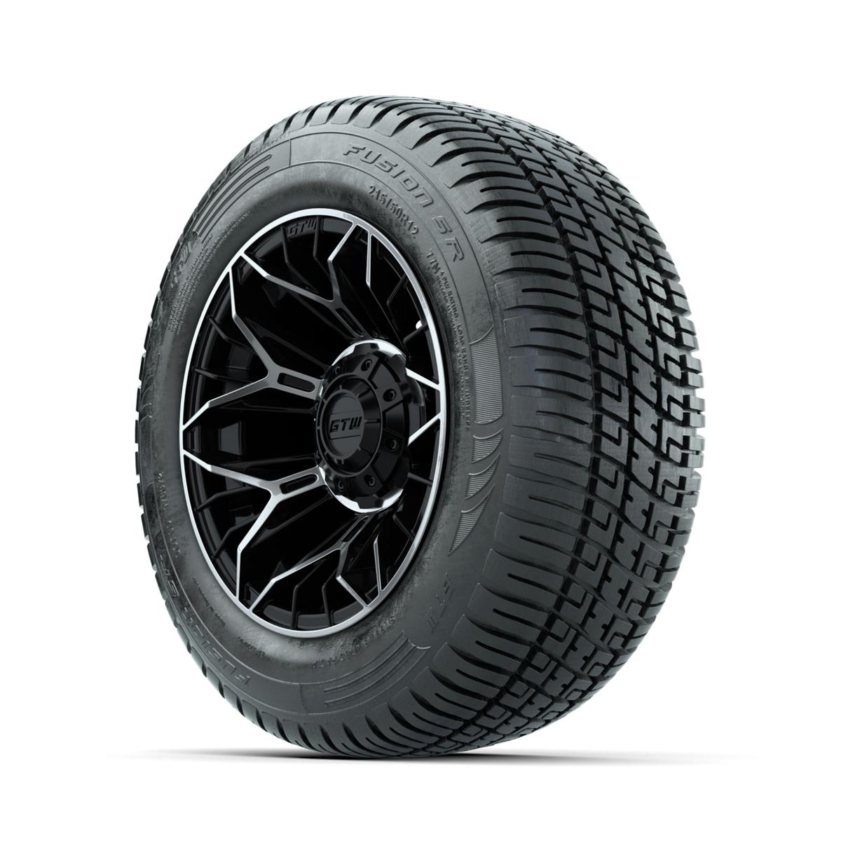 Set of (4) 12 in GTW® Stellar Machined & Black Wheels with 215/50-R12 Fusion S/R Street Tires