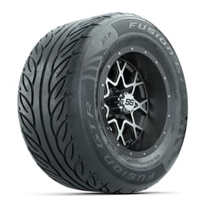 GTW&reg; Vortex 2 Matte Gray/Machined 12 in Wheels with 255/55-R12 Fusion GTR Steel Belt Radial Street Tires – Full Set