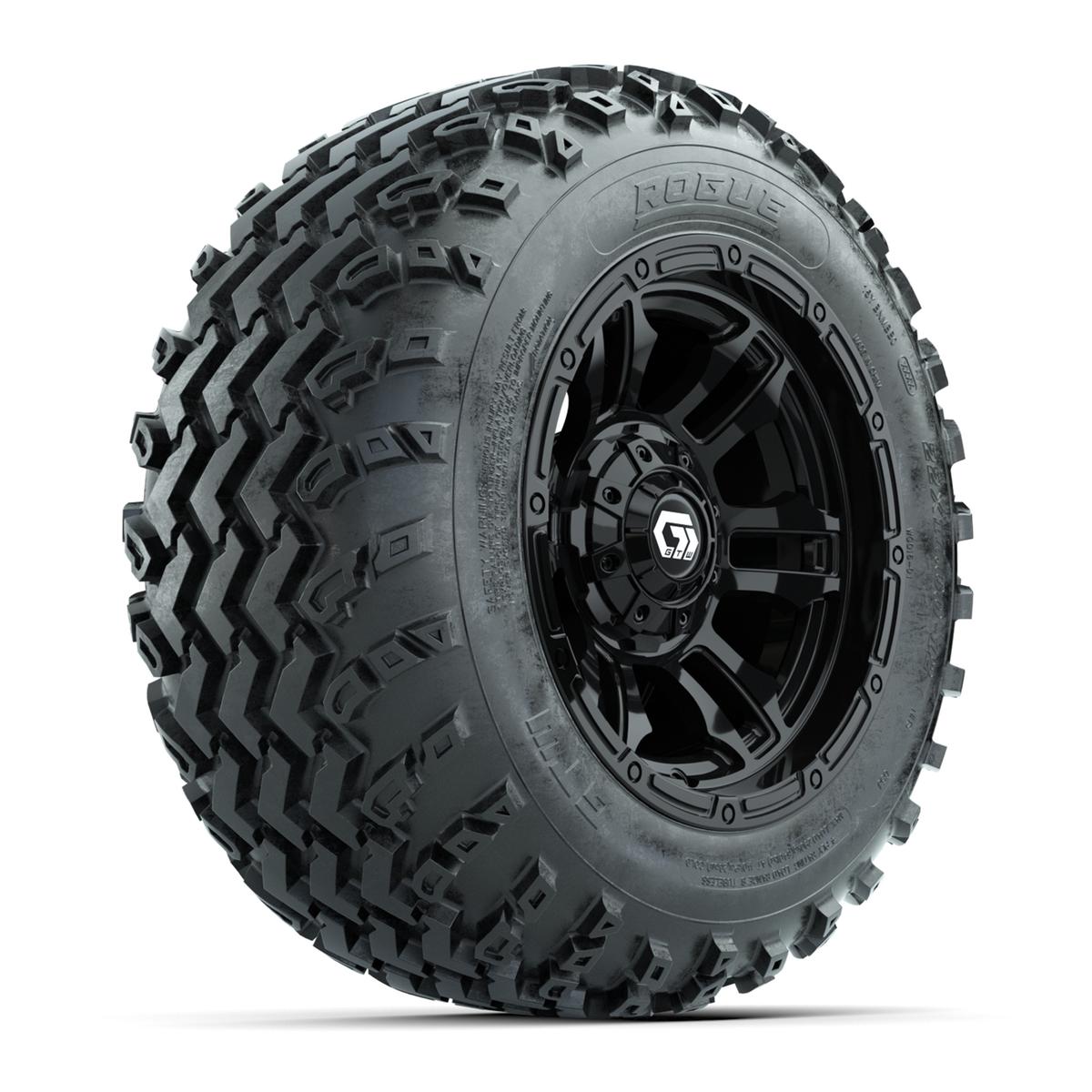 GTW® Shogun Gloss Black 12 in Wheels with 22x11.00-12 Rogue All-Terrain Tires – Full Set