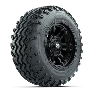 GTW® Shogun Gloss Black 12 in Wheels with 22x11.00-12 Rogue All-Terrain Tires – Full Set
