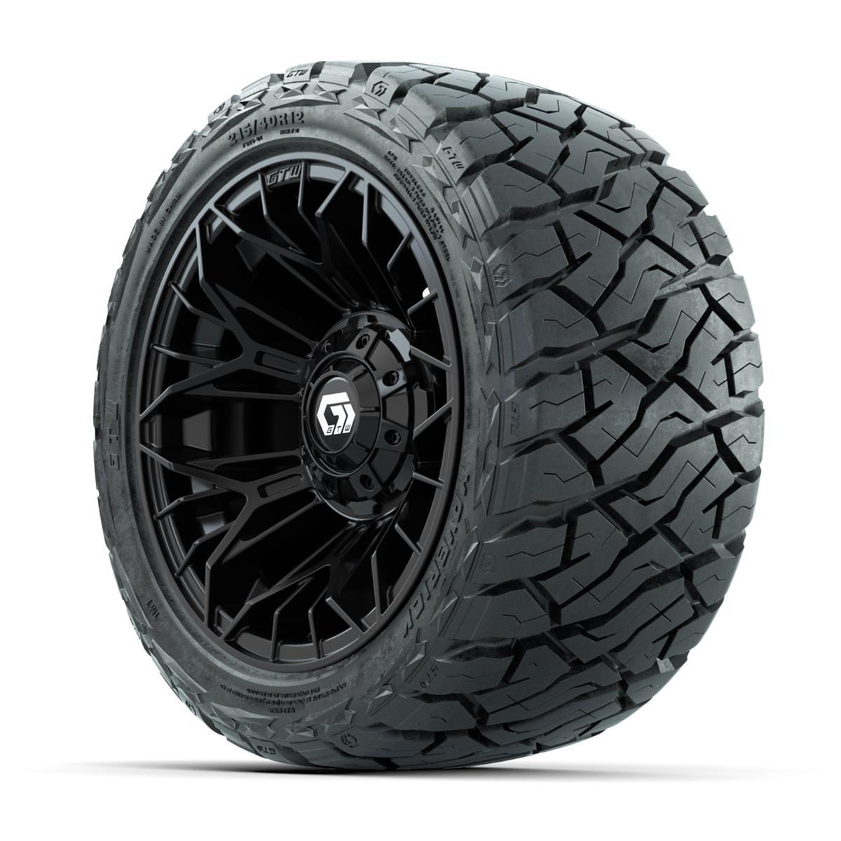 GTW Stellar Black 12 in Wheels with 215/40-R12 Maverick Low-Profile All-Terrain Tires – Full Set