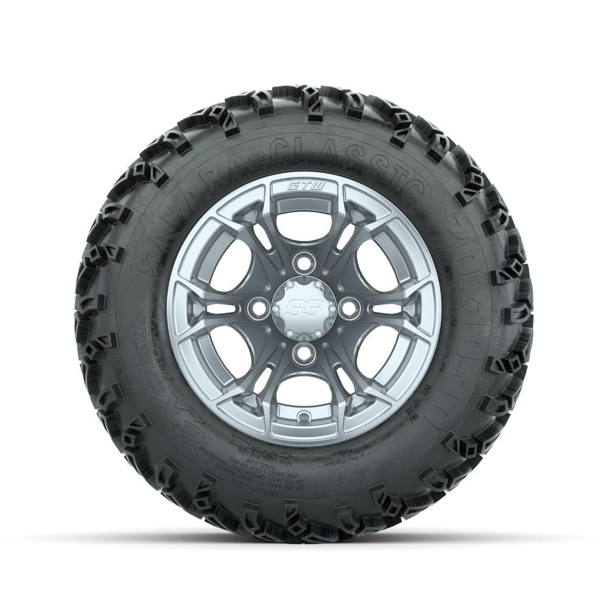 GTW Spyder Silver Brush 10 in Wheels with 20x10-10 Sahara Classic All Terrain Tires – Full Set
