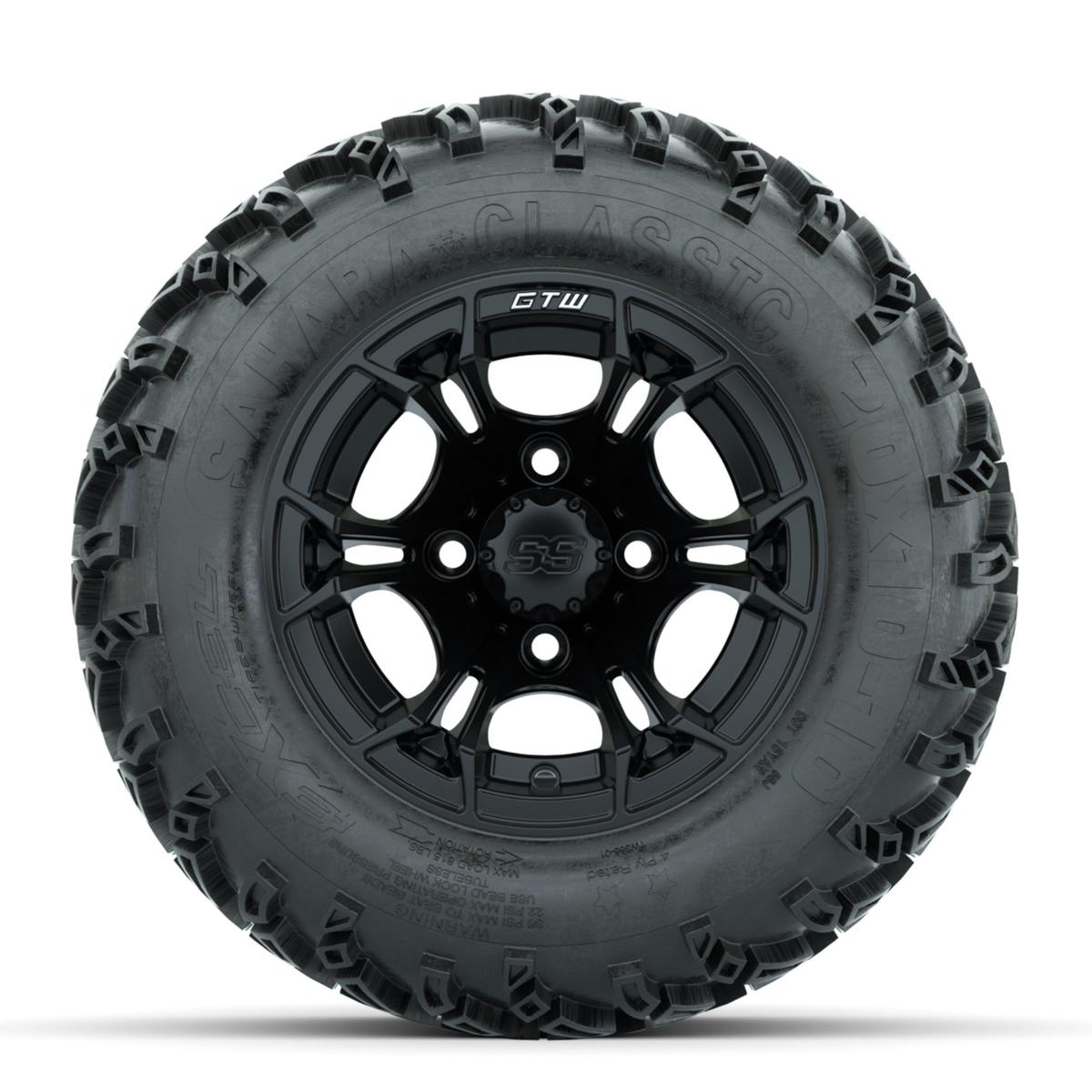 GTW Spyder Matte Black 10 in Wheels with 20x10-10 Sahara Classic All Terrain Tires – Full Set