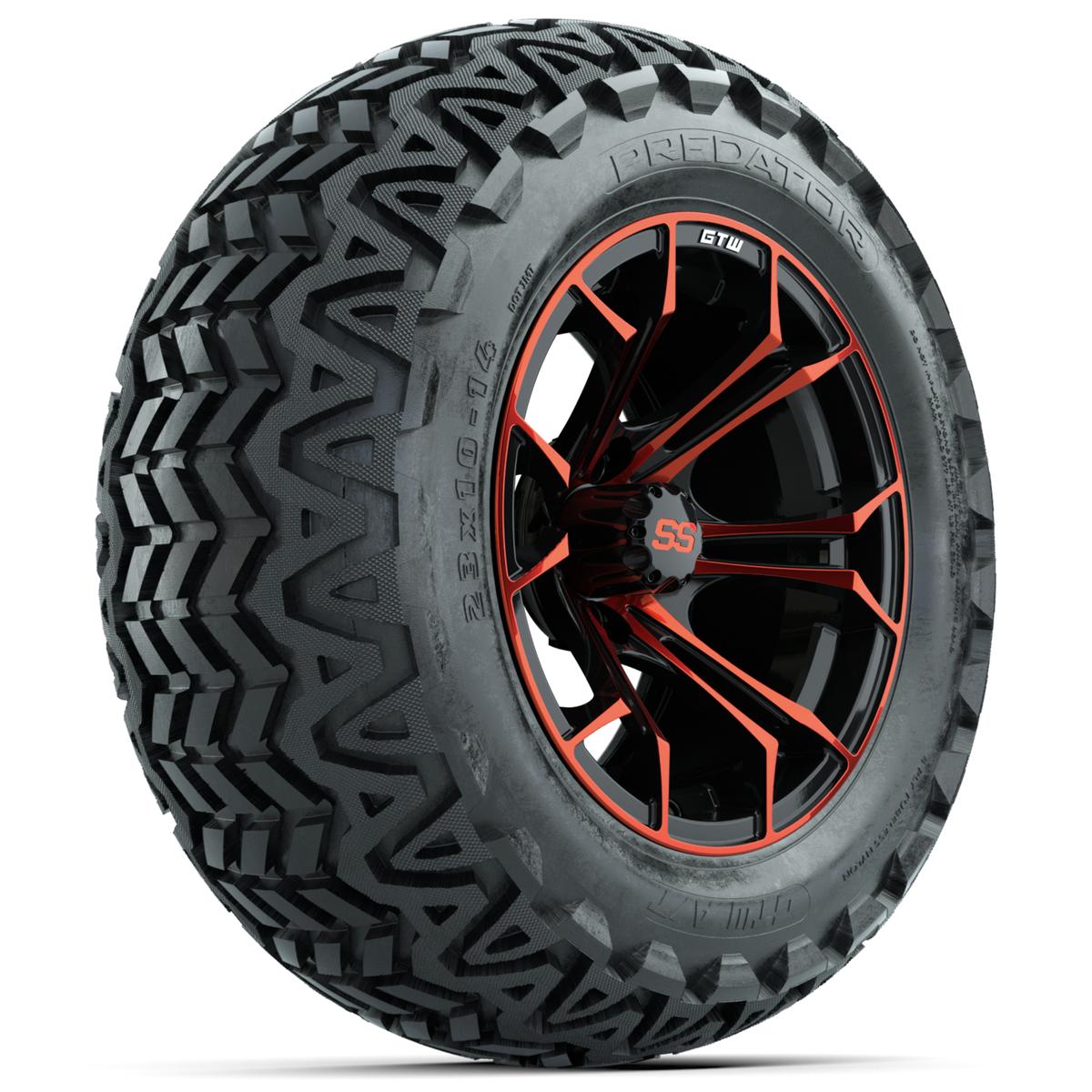 GTW Spyder Red/Black 14 in Wheels with 23x10-14 GTW Predator All-Terrain Tires – Full Set