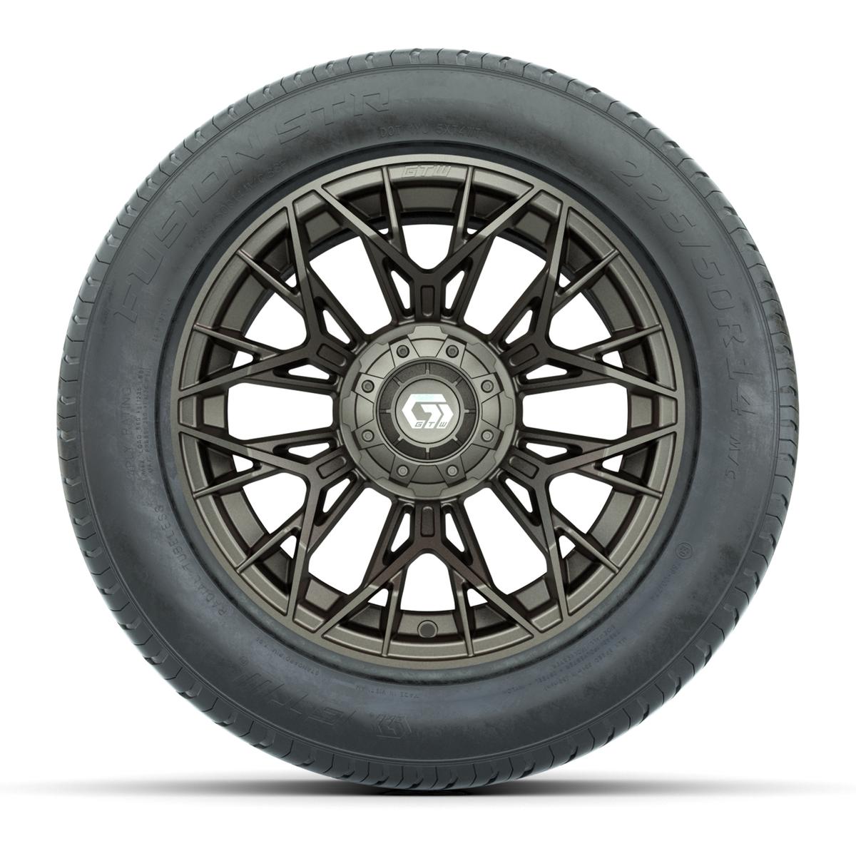 GTW&reg; Stellar Matte Bronze 14 in Wheels with 255/50-R14 Fusion STR DOT Approved Street Tires - Full Set