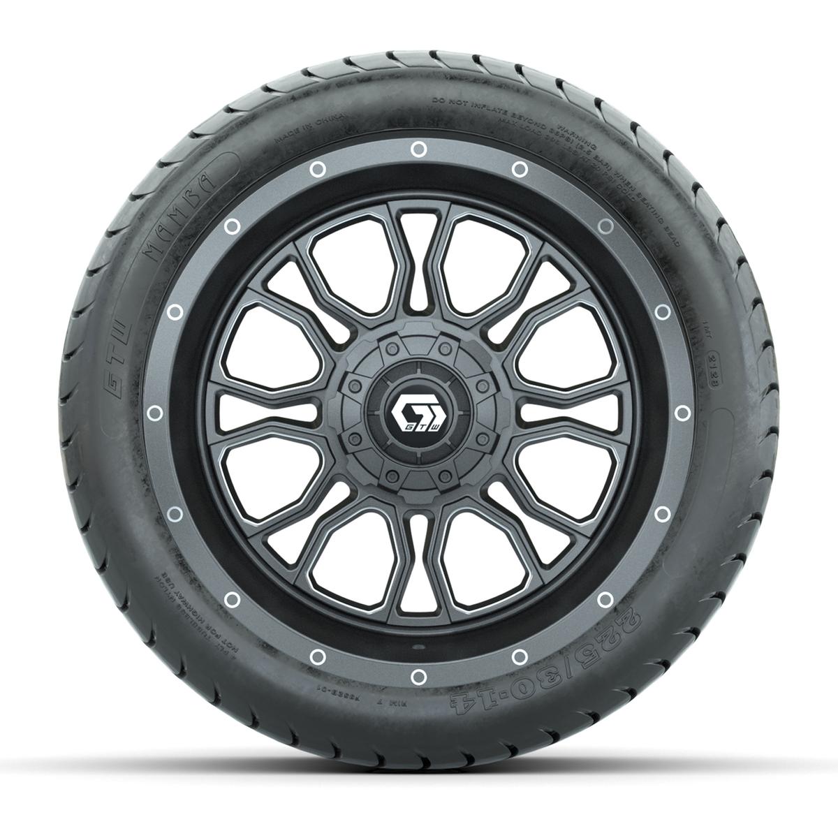 GTW Volt Gunmetal/Machined 14 in Wheels with 225/30-14 Mamba Street Tire – Full Set