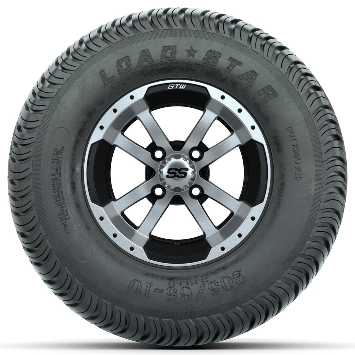 Set of (4) 10 in GTW Storm Trooper Wheels with 205/65-10 Kenda Load Star Street Tires