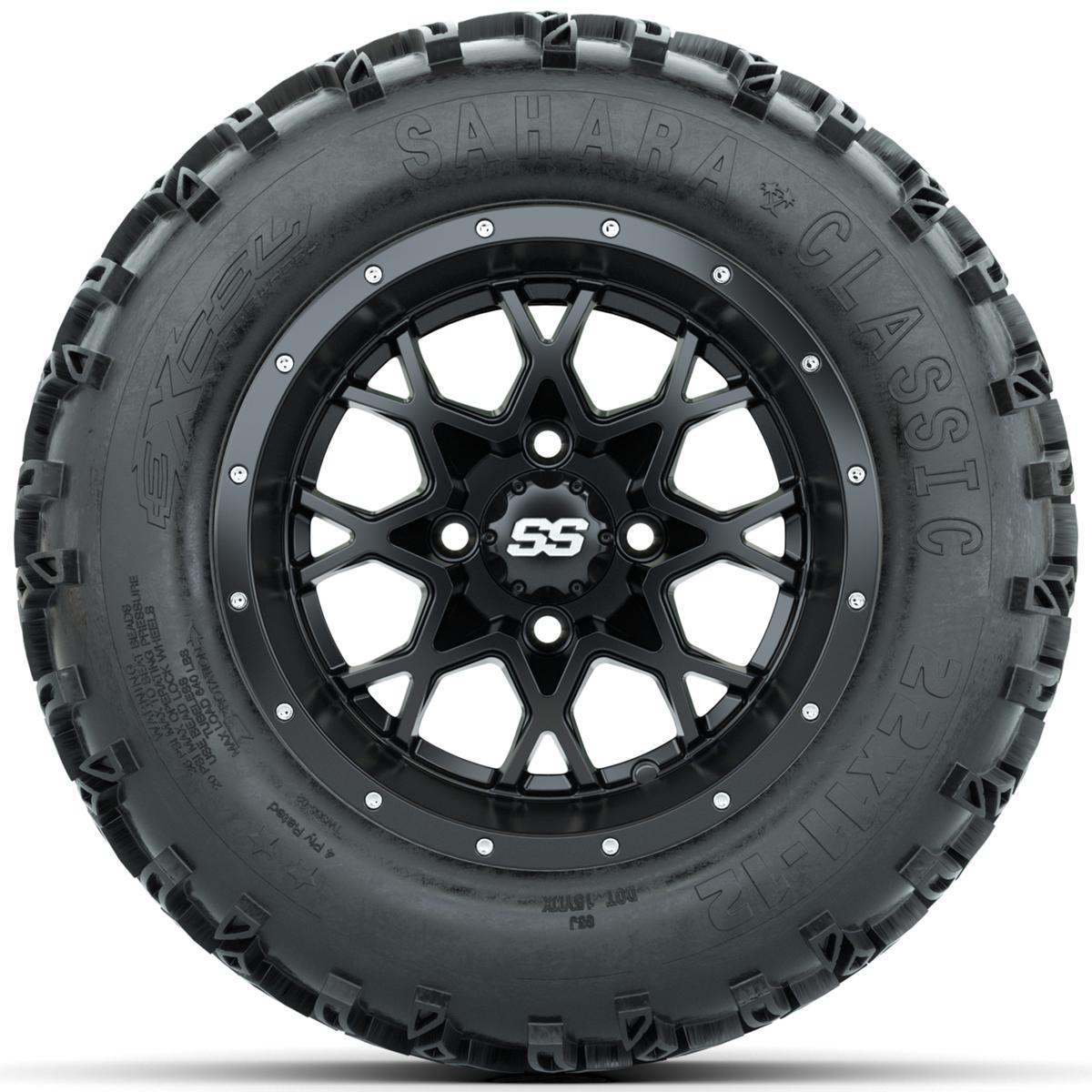 Set of (4) 12 in GTW Vortex Wheels with 22x11-12 Sahara Classic All-Terrain Tires