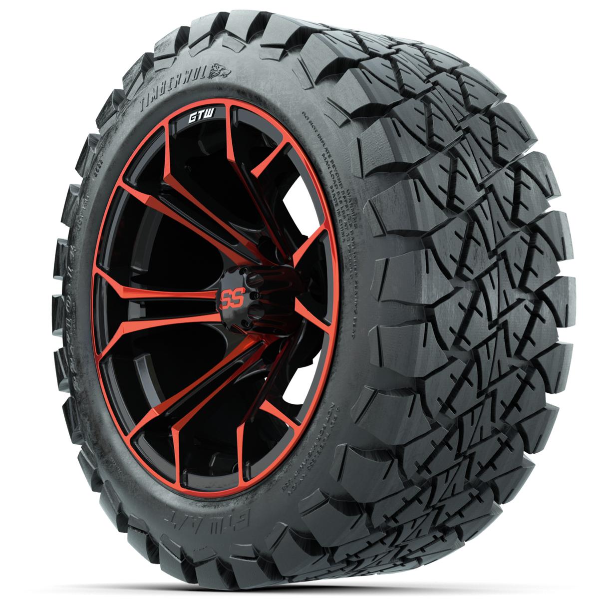 GTW Spyder Red/Black 14 in Wheels with 22x10-14 GTW Timberwolf All-Terrain Tires – Full Set