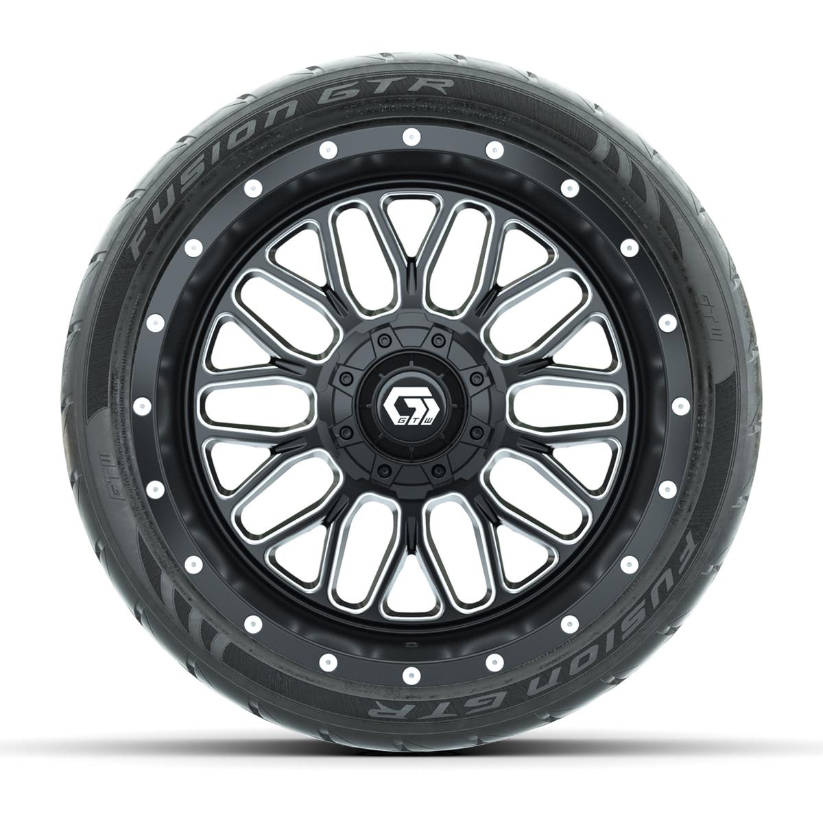 Set of (4) 14 in GTW® Helix Machined & Black Wheels with 205/40-R14 Fusion GTR Street Tires