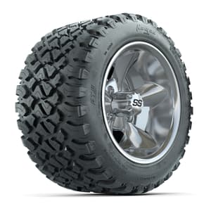 GTW&reg; Godfather Chrome 12 in Wheels with 20X10-12 Nomad Steel Belt Radial All-Terrain Tires – Full Set