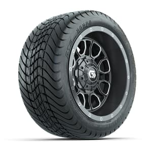 GTW Volt Gunmetal/Machined 12 in Wheels with 215/35-12 Mamba Street Tires – Full Set