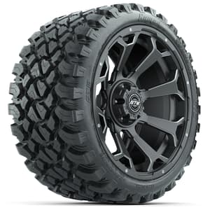 Set of (4) 15&Prime; GTW Raven Matte Gray Wheels with 23x10-R15 Nomad All-Terrain Tires